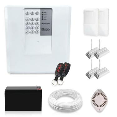 Imagem de Kit Alarme Residencial Bopo 6 Sensores Com Fio Discadora - Bopo Eletrô