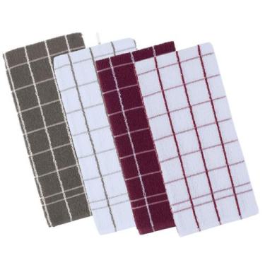 Imagem de Kit 4 panos de prato teka chef premium atoalhado 100% algodão 45 x 70c