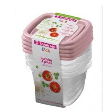 Imagem de Kit 4 Potes Para Alimentos Quadrado 200 ML Transparente Sanremo