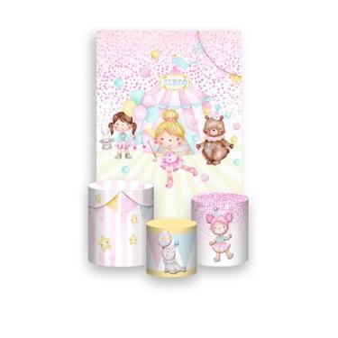 Imagem de Painel De Festa Vertical 1,50 x 2,20 + Trio De Capas Cilindro - Circo 