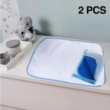 Imagem de 2 Protetores de Colchão 70x50 Absorventes Laváveis Branco com Borda Az