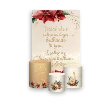Imagem de Painel De Festa Vertical 1,50 x 2,20 + Trio De Capas Cilindro - Natal 