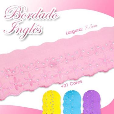Imagem de Bordado Inglês Ctl 108 Peça Com 13,7m Várias Cores - Rosa Claro - Nº: 