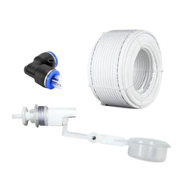 Imagem de Kit Boia Nível de Água + Mangueira Atóxica 1/4" + Engate Rápido L 1/4“Abastecimento de Filtros (Engate L Preto, 5 Metros de Mangueira)