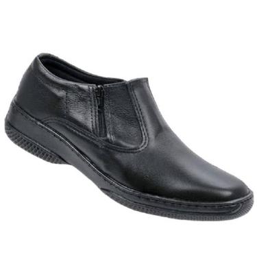 Imagem de Sapato Social Masculino Cor Preta Estilo Meia Bota Com Ziper Fecho Ref