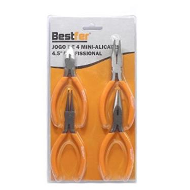 Imagem de KIT JOGO DE 4 MINI ALICATES 4,5 POLEGADAS PROFISSIONAL COM MOLA PARA ARTESANATO INFORMATICA PESCA E MECANICA