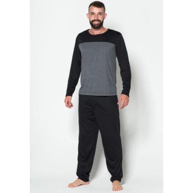 Imagem de Pijama Inverno Masculino Longo Bicolor Calça e Blusa - WLS Modas, Pret