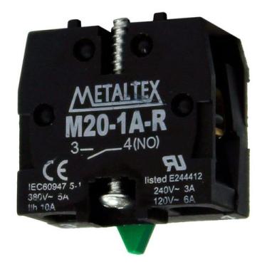 Imagem de Bloco De Contato 1NA 5A Para Caixa CP Metaltex - M20-1A-R, Preto