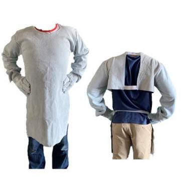 Imagem de Avental Barbeiro Soldador Couro Raspa Epi Segurança Blusão - Marfe Luv