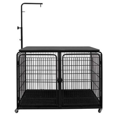 Imagem de Canil Gaiola Mesa De Tosa Cães Cachorro Pet Banho Tosa Preto - Açomix