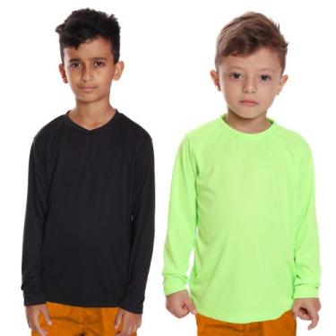 Imagem de Kit 2 Camisetas Infantil Menino Proteção UV Térmica Solar Manga Longa 