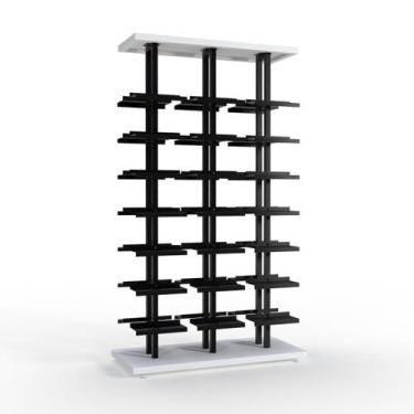 Imagem de Kit Expositor de Calçados com 3 Colunas Duplo e 42 Suportes Chapa Scre