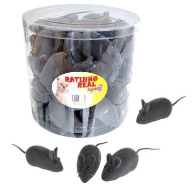 Imagem de Caixa Com 50x Brinquedo Rato Com Apito Para Cachorro Gato American Pet