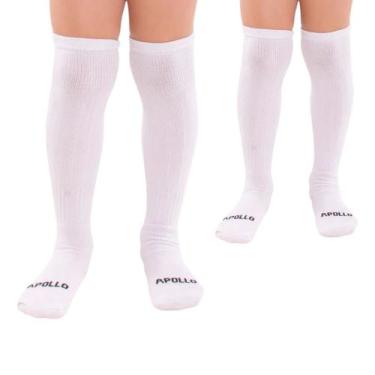 Imagem de Kit c/ 2 Meião Infantil de Futebol Menino Colorida Apollo, Branco