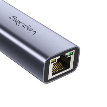 Imagem de Adaptador USB C para Ethernet, adaptador USB C para Gigabit Ethernet, adaptador de Internet USB C RJ45 portátil de alumínio