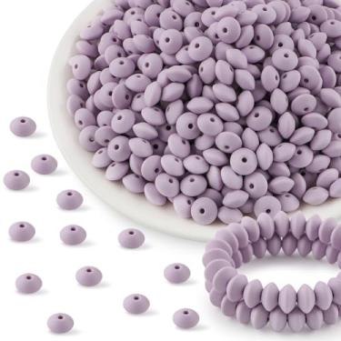 Imagem de Kovict 300 peças de contas de lentilha de silicone de 12 mm, contas espaçadoras de silicone para colar, pulseira, porta-chaves, canetas artesanais (roxo lilás)