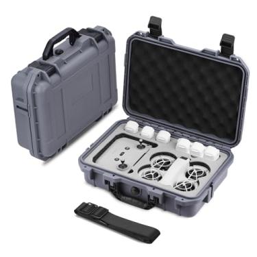 Imagem de BRDRC Capa Neo, capa rígida de transporte impermeável, alça de ombro para DJI Neo Fly More Combo acessórios, com controle remoto RC-N3 Hub de carregamento de bateria (cinza)
