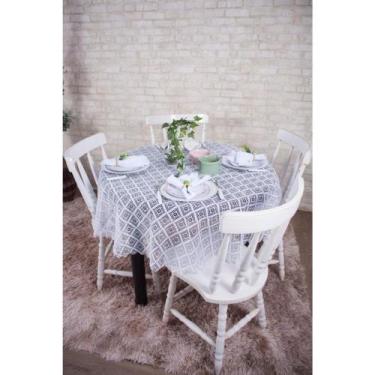 Imagem de Toalha de Mesa Redonda Renda Estampada 1,40m - JCM, Branco