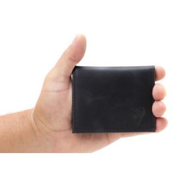 Imagem de Carteira Slim Masculina Compacta Em Couro  - VWAboots, Preto