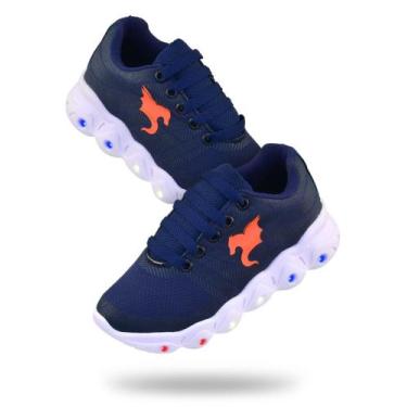 Imagem de Tênis Infantil Masculino led candy - infinity, Marinho, Laranja, 28