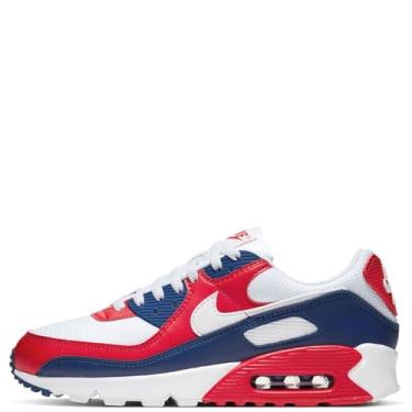 Imagem de Tênis de corrida masculino casual Nike Air Max 90 Cw5456-100, White/White-deep Royal-university Red, 8