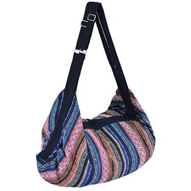 Imagem de Bolsa tiracolo Hobo Bolsa tiracolo Bolsa de ombro Bolsa carteiro Hippie Boho Boêmio Bolsa Grande, Rosa - azul, One Size
