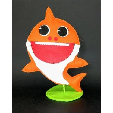 Imagem de Tubarão Laranja Baby Shark em Feltro - 01 unidade - Pé de Pano - Rizzo
