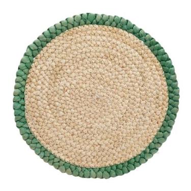Imagem de Sousplat Fibra Trancada - Bege/Verde - 38cm - 1 unidade - Cromus - Riz