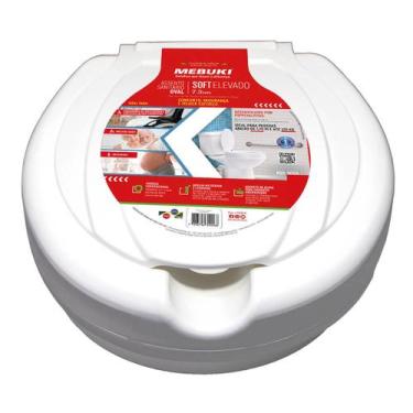 Imagem de Assento Elevado de Vaso Sanitário Oval Soft Mebuki com Tampa - 7,5cm