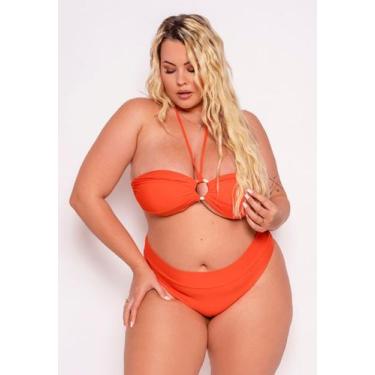 Imagem de Biquíni Plus Size Com Amarração - Predilects Plus, Coral, 50, Feminino