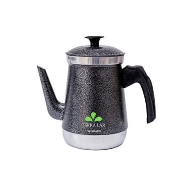 Imagem de Bule Com Bico Para Café Chá Leite Em Alumínio - TERRA LAR, Preto