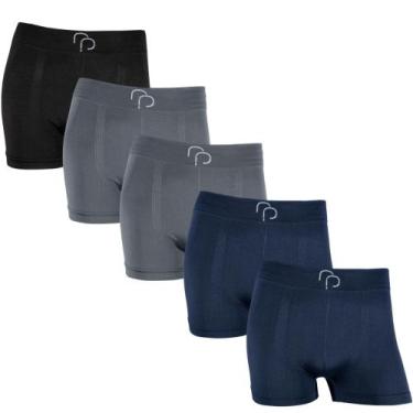 Imagem de Kit 5 Cueca Boxer Box Basic Microfibra Sem Costura Elastano - RP, 2 az