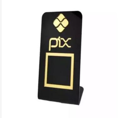 Imagem de Placa Pix QR Code Acrilico Preto com dourado - tintin, PRETO E DOURADO