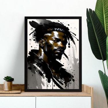 Imagem de Quadro Arte Aquarela Homem Negro 33x24cm - Quadros On-line, Moldura br