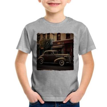Imagem de Camiseta Infantil Carro antigo na cidade - Foca na Moda, Cinza, 2