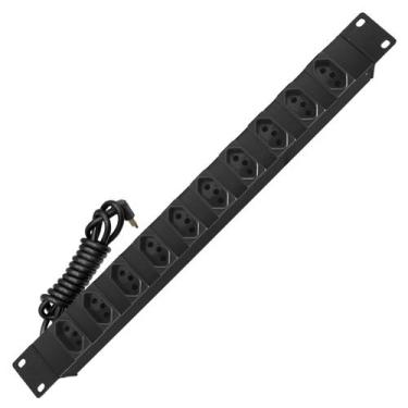 Imagem de Régua de Tomadas 10 Saídas 20A Padrão 19" NBR 2,5mm x 1,5m Cabo Curto 