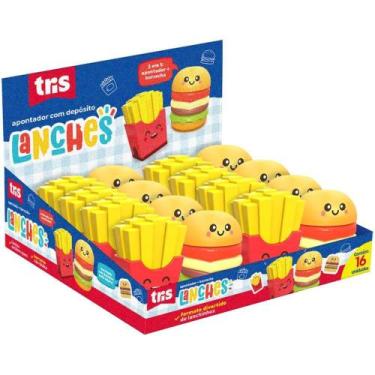 Imagem de Borracha Colorida TRIS Lanches com Apontador e Depósito - Cores Sortid