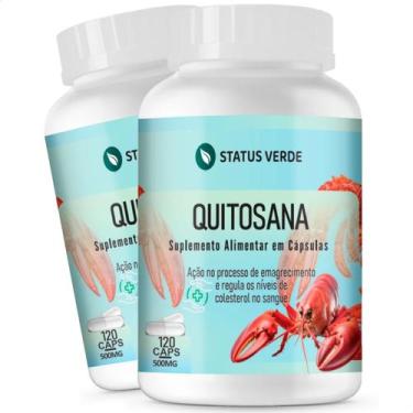 Imagem de 2 Potes Quitosana Pura 100% Natural Kit 240 Cáps - Status Verde