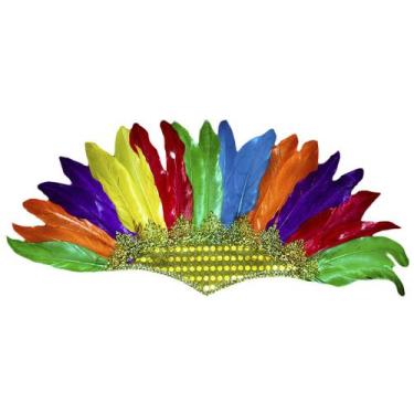 Imagem de Cocar Indígena de Carnaval Colorido de Penas - Extra Festas