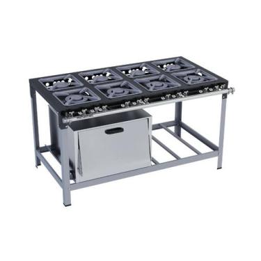 Imagem de Fogão Industrial 8 Bocas 30X30 com Forno Luxo Metalmaq, Gás Natural