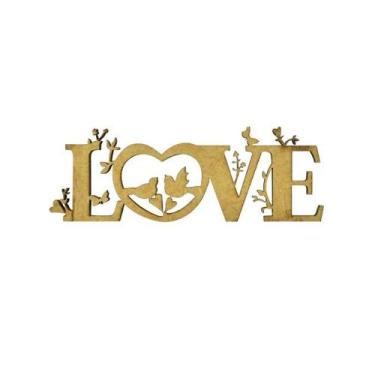 Imagem de Pacote 30 Aplique Love com Pássaros P 9,7x3,5 Mdf Madeira Laser - ATAC