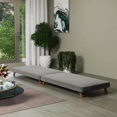 Imagem de Cama Portátil Dobrável Solteiro 0,80x1,90 Cinza -C/Colchão Embutido - 