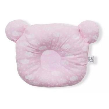 Imagem de Travesseiro Bebe Plagiocefalia Cabeça Chata - NUVENS ROSA - CLICK TUDO