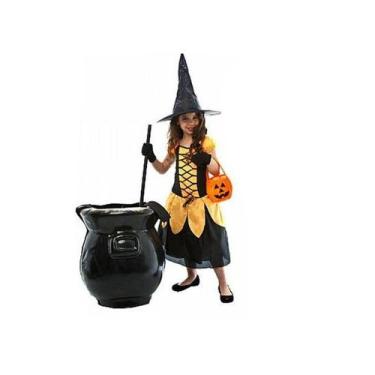 Imagem de Fantasia Bruxa Abóbora Lisa Halloween Infantil - Jade Fashion, G