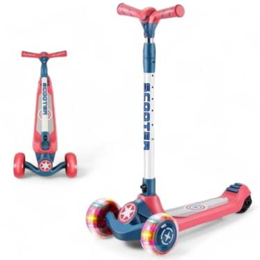 Imagem de Patinete infantil Scooter Altura Ajustável Meninos Dobrável Luz Led nas Rodas Resistente Até 80Kg