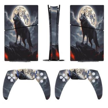 Imagem de Buyidec Adesivo para PS5 Slim Digital Edition Wolf King Howling Skin Console Controlador Acessórios Capas Anime Vinil Capa Adesivo Conjunto Completo para Playstation5 Slim Digital Edition