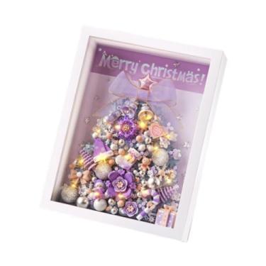 Imagem de Dynwave Moldura de árvore de Natal, blocos de construção, moldura de imagem, presente romântico de Natal para casa, estantes, escritório, festa, amigos, Roxo