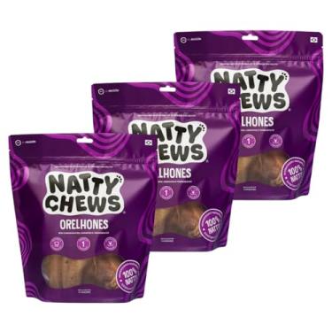 Imagem de Kit 3 Embalagens Mordedor Orelha Bovina Natural Desidratada Orelhones Natty Chews Para Cães - 9 Unidades