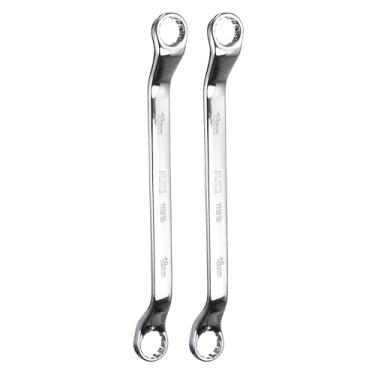 Imagem de HARFINGTON 2 chaves de extremidade de caixa offset de 45 graus 16 mm x 18 mm métrico 12 pontos CR-V aço caixa dupla chave inglesa de grau industrial Torx ferramenta para reparos domésticos automotivos