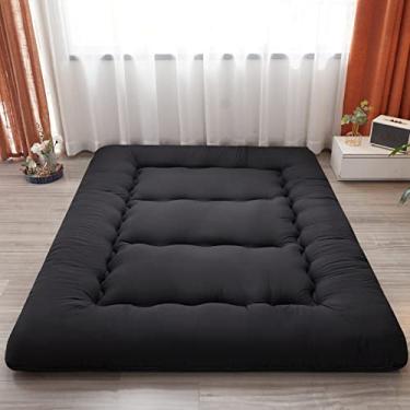 Imagem de Heimorn Colchão japonês futon colchão, tapete de tatame engrossado, almofada de dormir, colchão dobrável dobrável para meninos e meninas, dormitório, colchão infantil com capa lavável, preto Full-GG